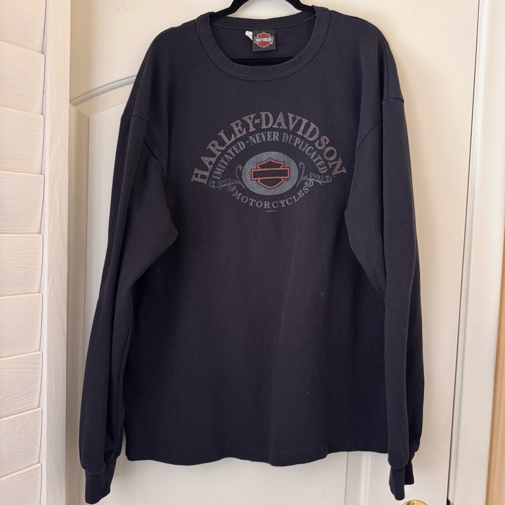 Harley Davidson Chandler AZ Long Sleeve Black Mens Thick Cotton Shirt Size XXL